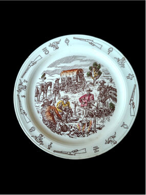 Vernon Kilns Frontier Days Dinner Plate Winchester 73 1950s Hand Painted 10 1/4”